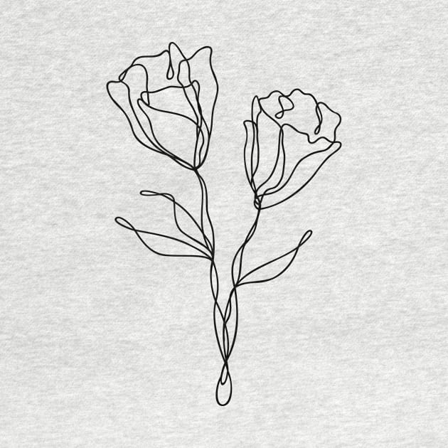 Wildflower Line Art | Floral Botanical Minimalist Lineart by RachelFCreative